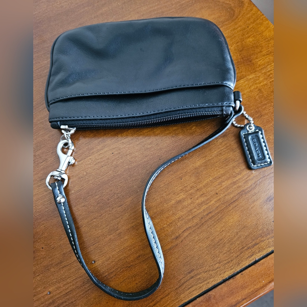 Coach Black Leather Wristlet